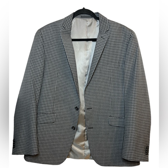Kenneth Cole Reaction | Black and Grey Checkered Suit Jacket Size 42R - Picture 4 of 9